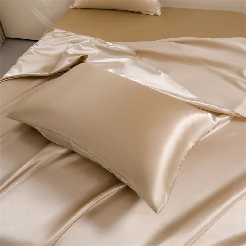 Parure de lit satin de soie 4 pièces