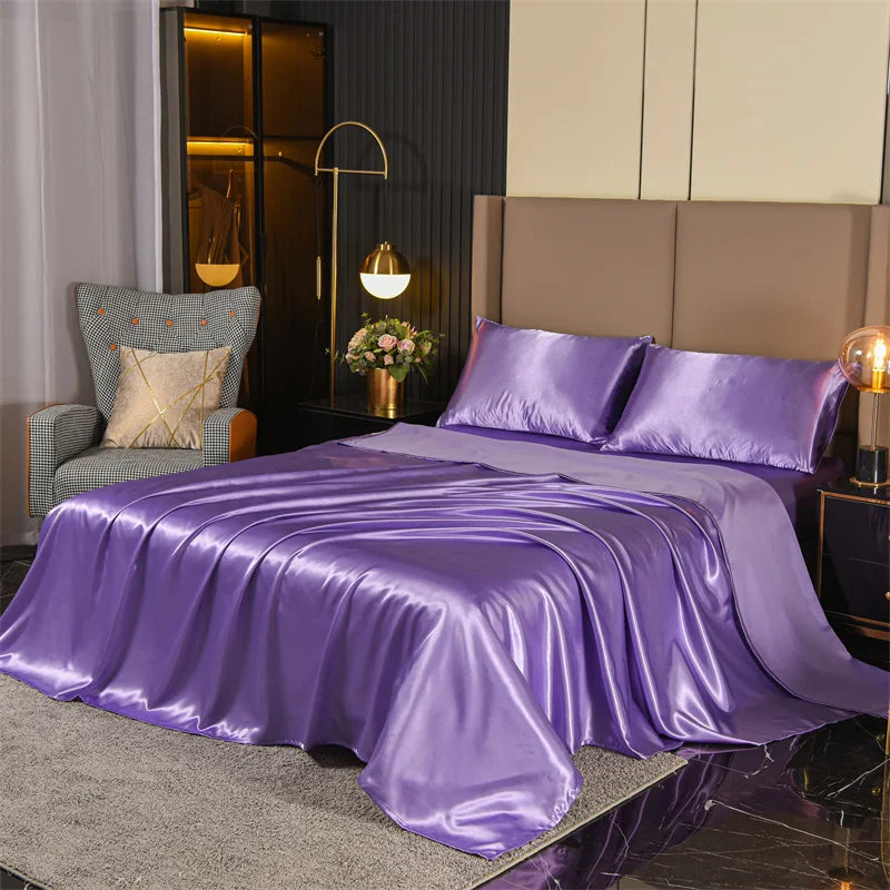 Parure de lit satin de soie 4 pièces