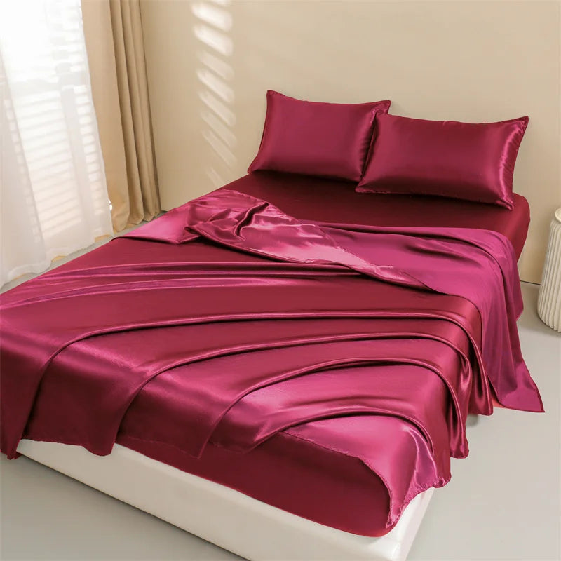 Parure de lit satin de soie 4 pièces