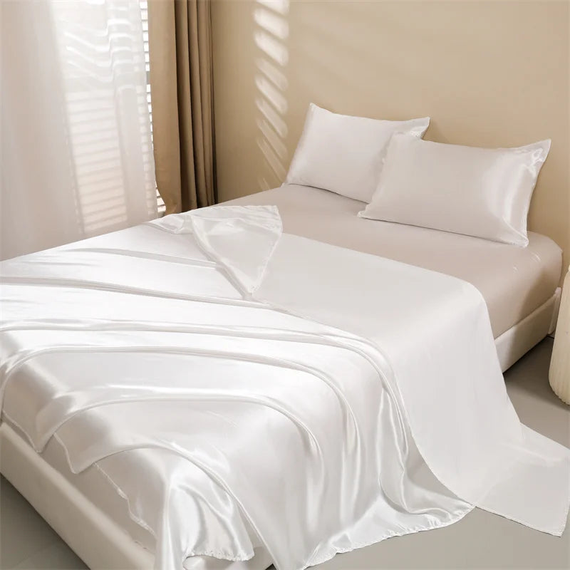 Parure de lit satin de soie 4 pièces