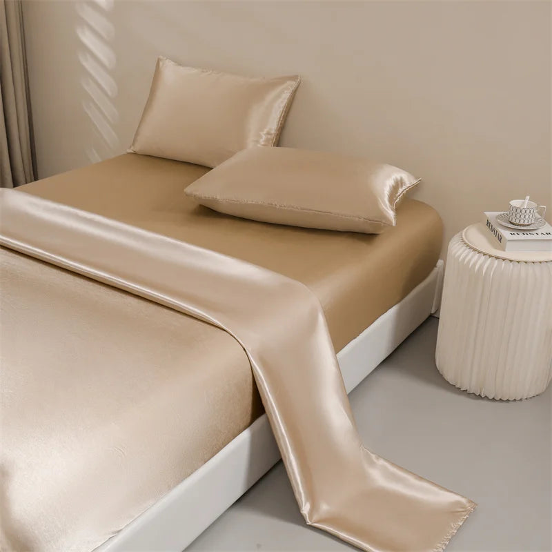 Parure de lit satin de soie 4 pièces