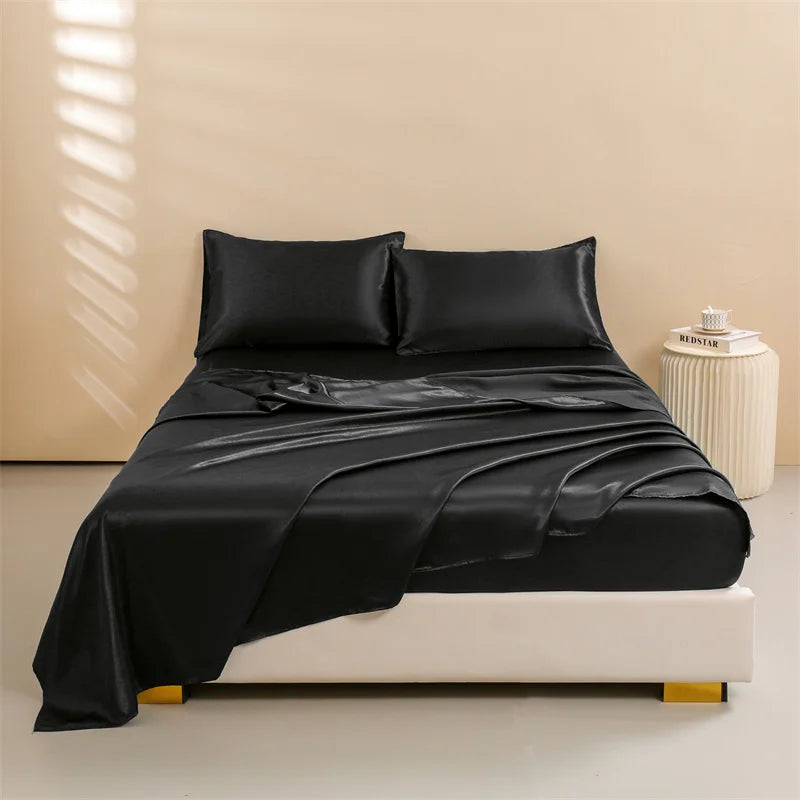 Parure de lit satin de soie 4 pièces