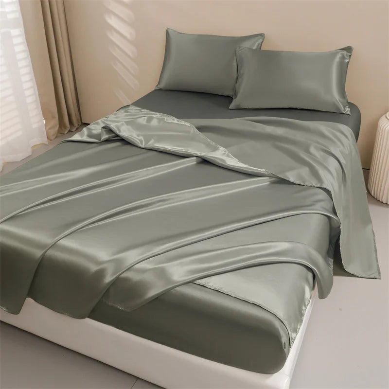 Parure de lit satin de soie 4 pièces