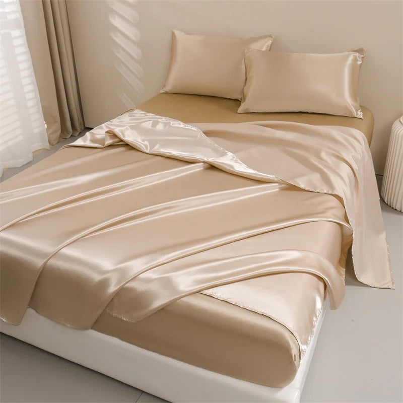 Parure de lit satin de soie 4 pièces