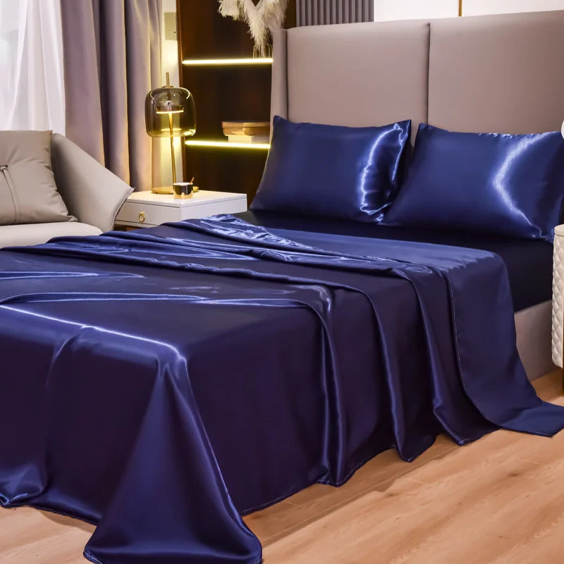 Parure de lit satin de soie 4 pièces