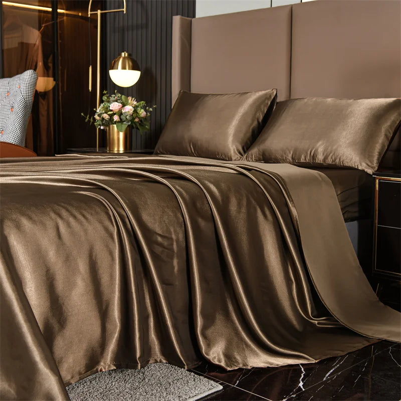 Parure de lit satin de soie 4 pièces