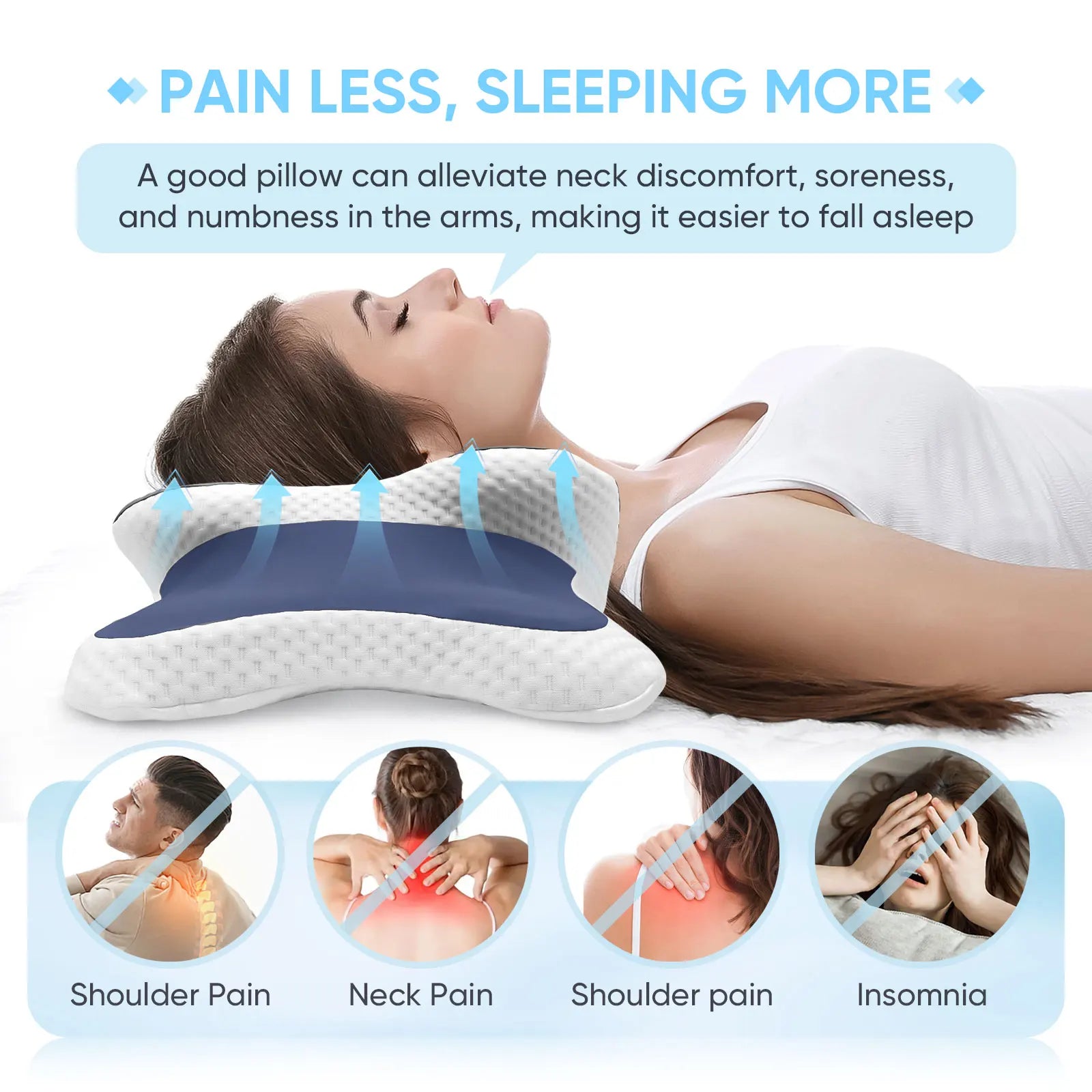 Oreiller cervical ergonomique mémoire de forme