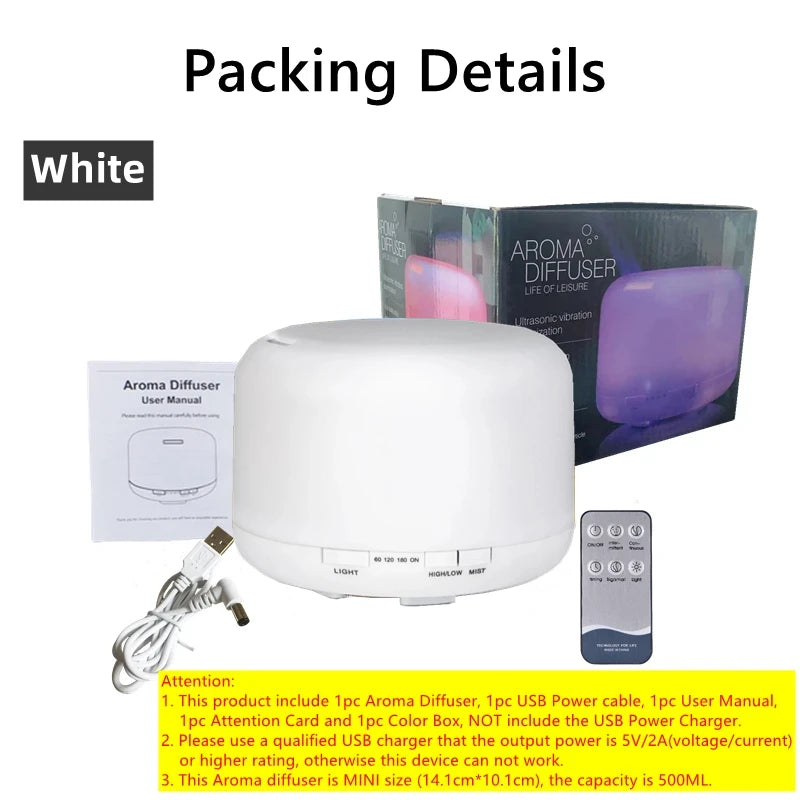 Diffuseur d'huiles essentielles 500ml LED